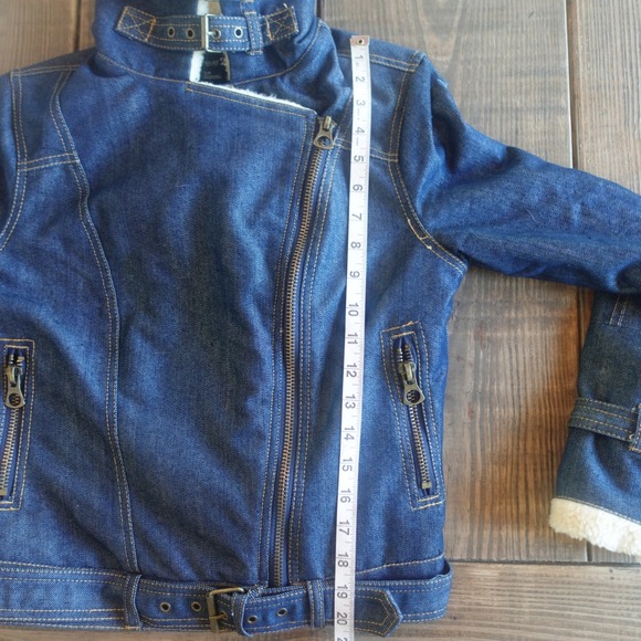 Vintage Y2K Forever 21 Denim Sherpa Lined Jean Jacket Womens Small Zip Up Retro - Picture 7 of 11